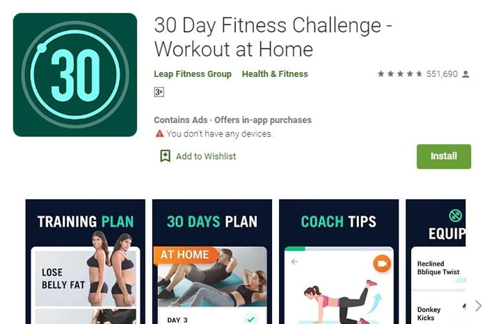30 Day Fitness Challenge APP